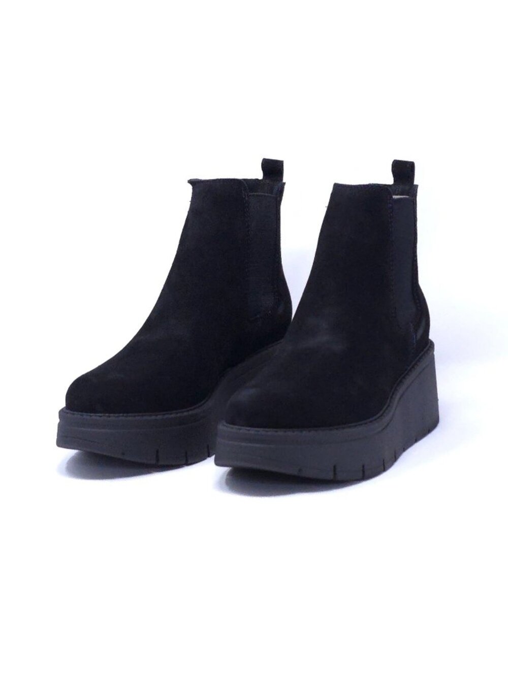 La Canadienne Haskell Black Suede Wedge Booties Womens 7M Waterproof New